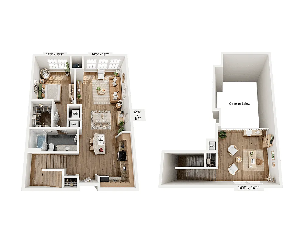 Floor plan One Bedroom A1BLD