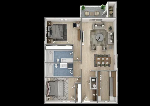 Floor plan 2 Bedroom, 2 Bathroom