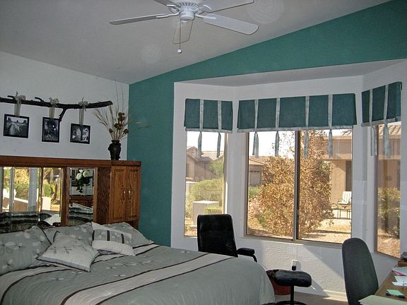 Bay window in larrge master suite for extra light, 