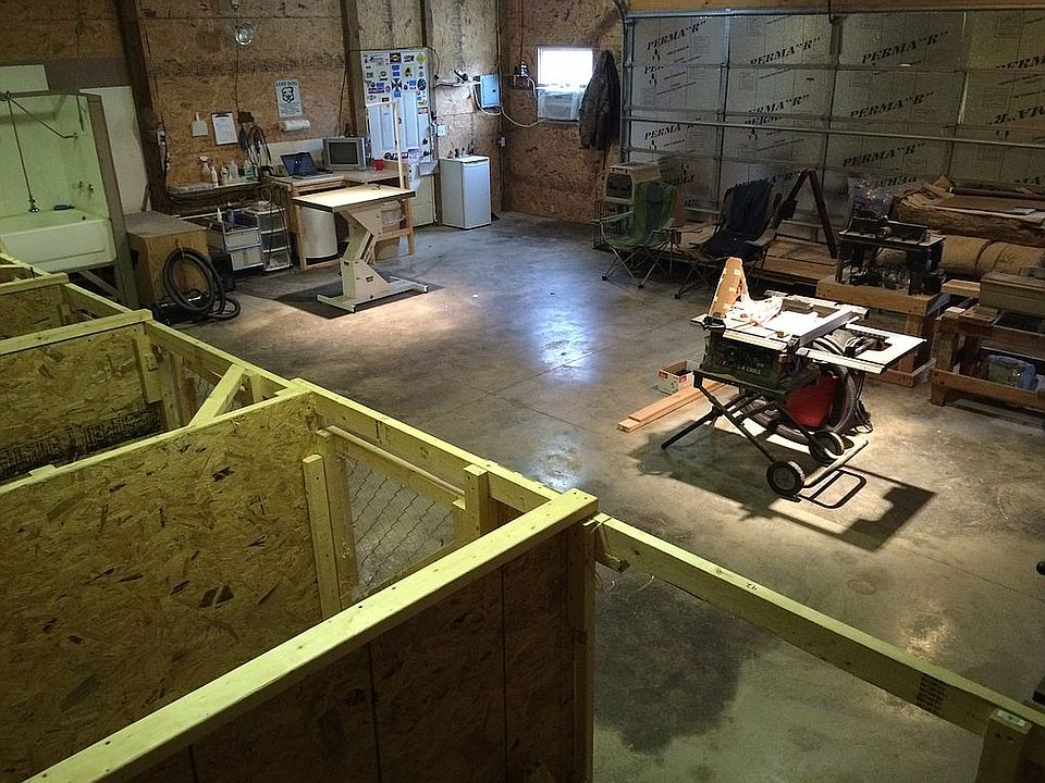 Inside view detached garage 