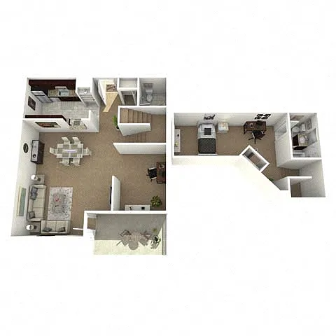 Floor plan 1BR/1.5BA Sagamore (Loft)