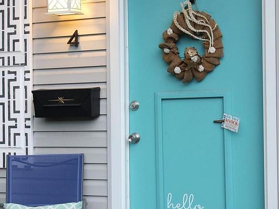 Custom painted entry door and shutters