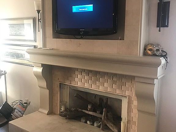 custom travetine fireplace