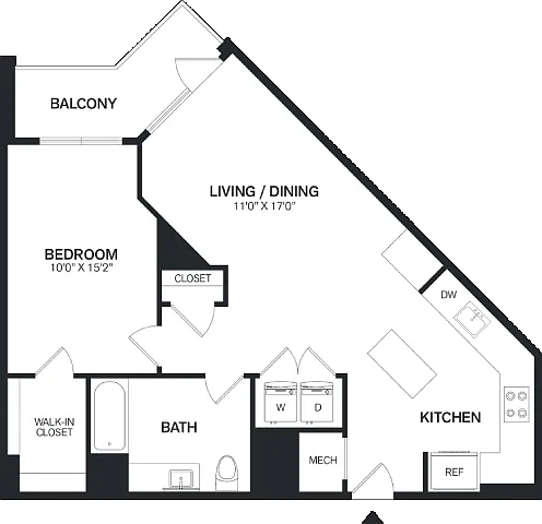 Floor plan 1 Bed/1 Bath-A11