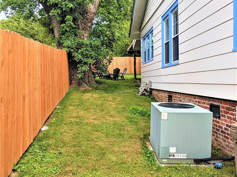 Backyard is completed fenced in with a 6 ft privacy fence