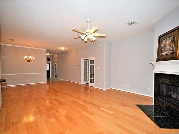 The french doors open to a study.