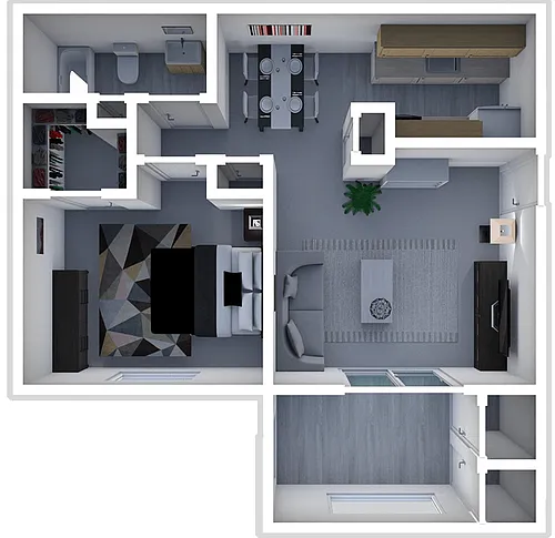 Floor plan 1 bed Commodore - Lower
