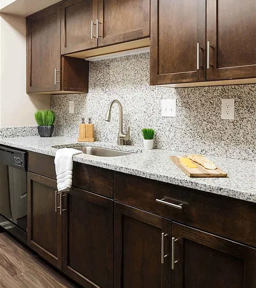 Modern kitchen with granite countertops