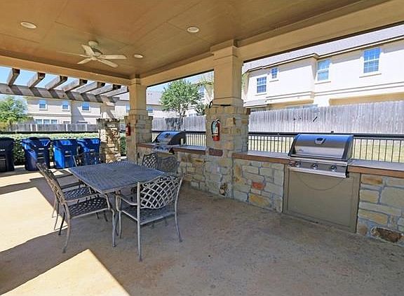 Cabana with gas grills at pool area