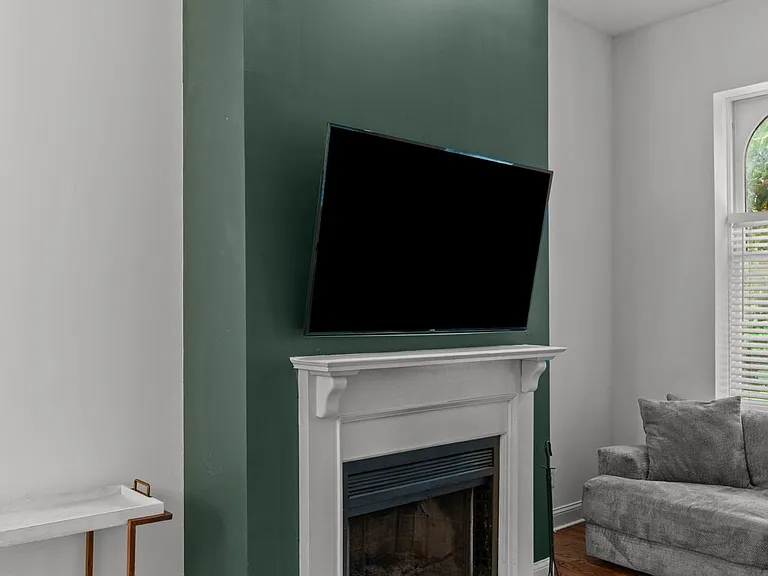 TV & Wood Burning Fireplace