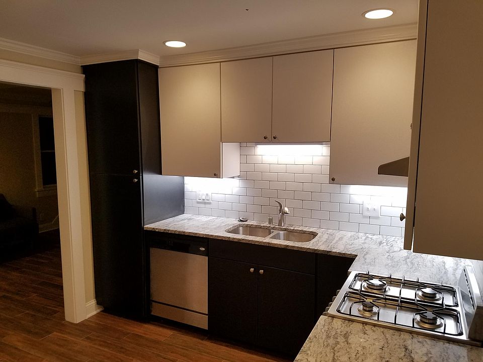 Granite tops and stainless steel appliances