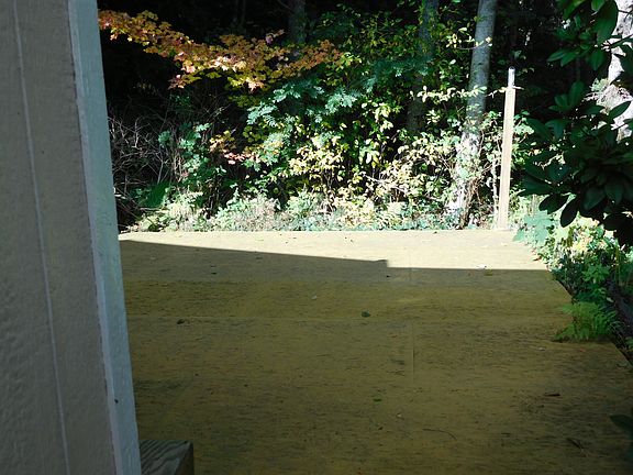 
Back of unit, deck, woods