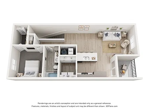 Floor plan Upper Level- 1 Bedroom 1 Bathroom