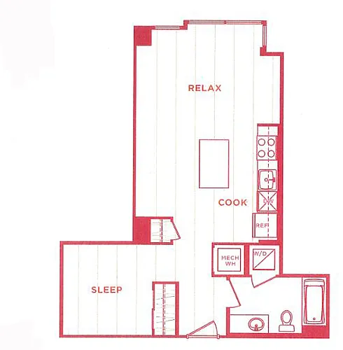 Floor plan 1 Bed/1 Bath s-a04a