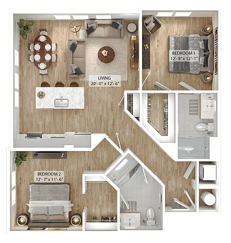 Floor plan 2 Bed/2 Bath-B10