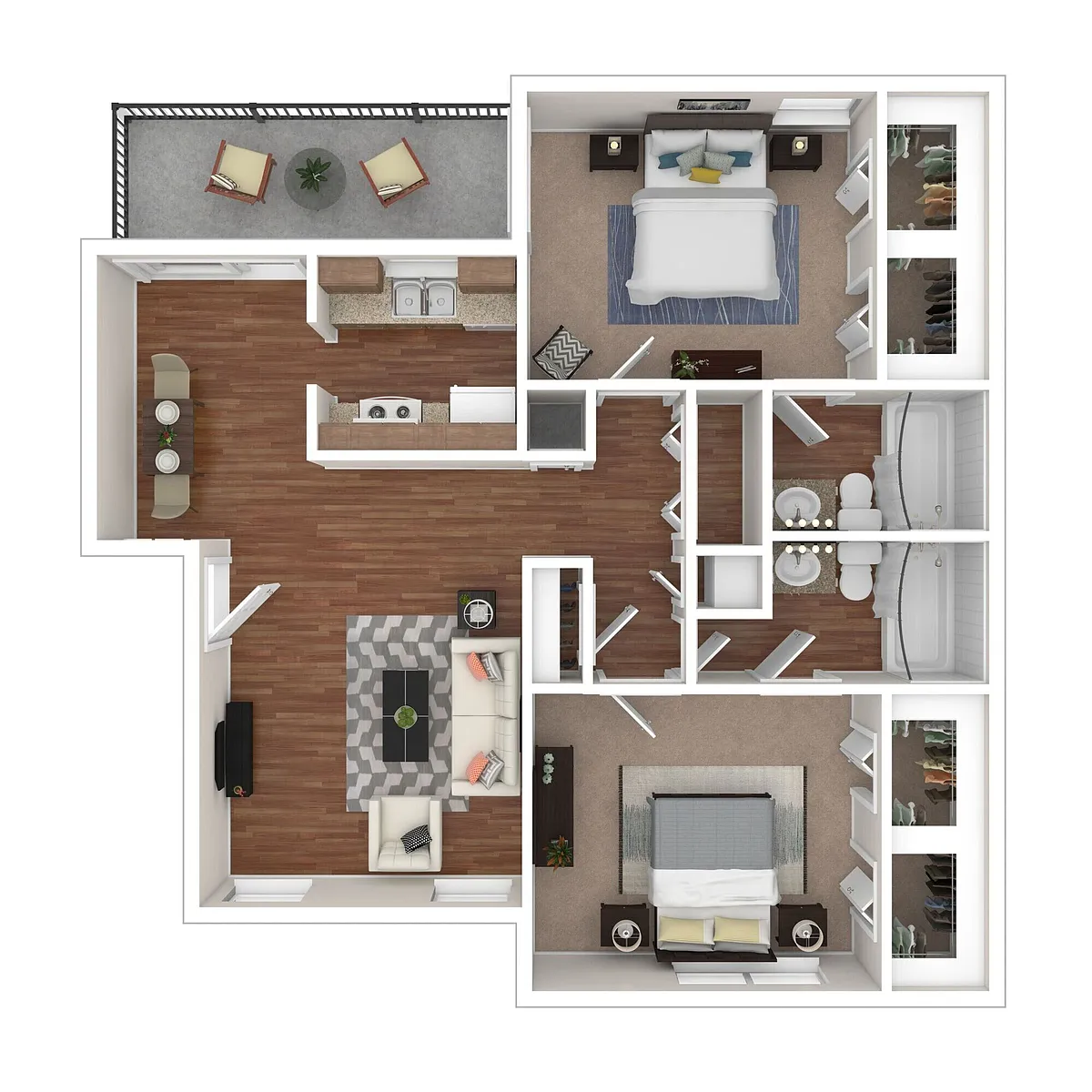 Floor plan Two Bedroom Two Bath
