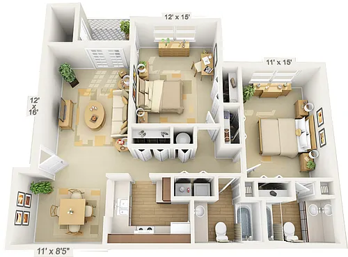 Floor plan Deluxe Two Bedroom