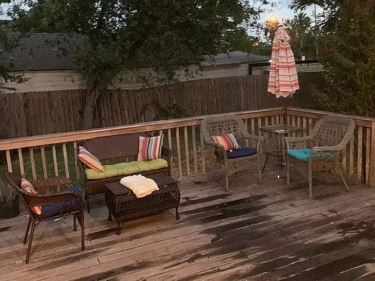 Backyard space with oversized back deck