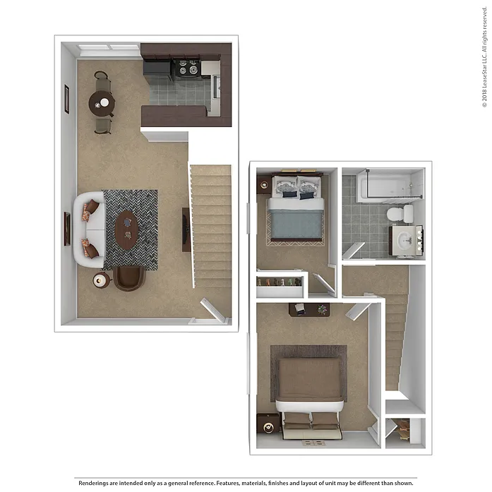 Floor plan 2Bed 1Bath Townhouse