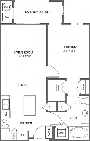 1 Bedroom 1 Bath Kitchen Island (690 SF) 1 Bedroom 1 Bath Kitchen Island (690 SF)