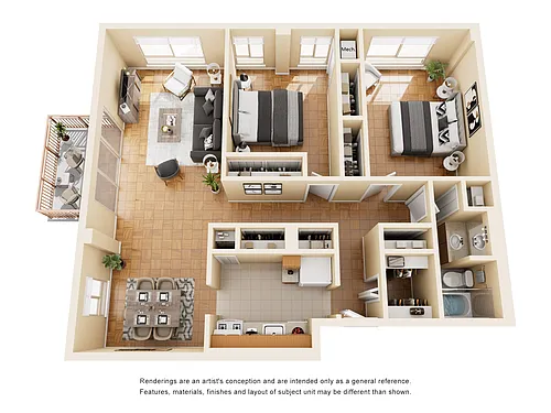 Floor plan 2 Bedroom 1 Bath Floor Plan