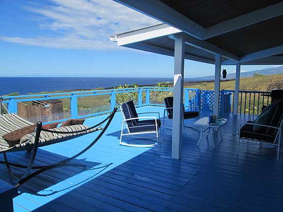 The expansive blue lanai.