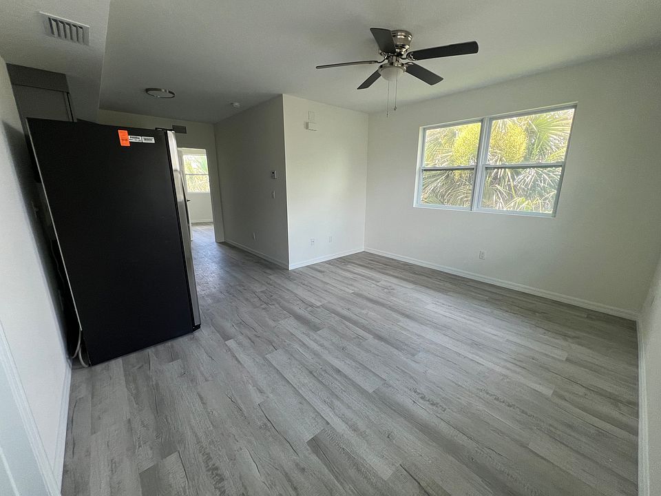 Living room with kitchen views