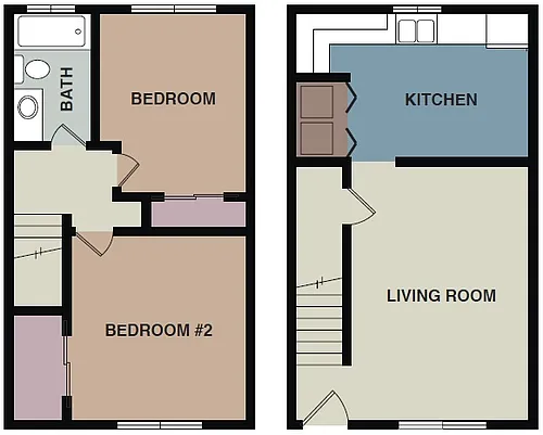 Floor plan Colonial: 2 Bedroom TH