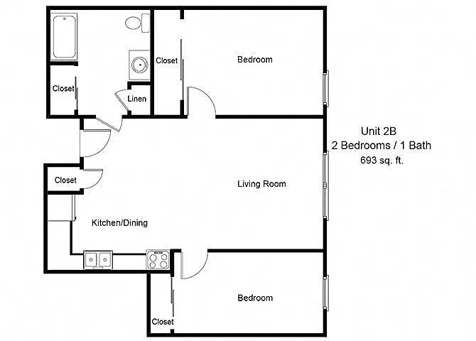 Floor plan Two Bedroom - B