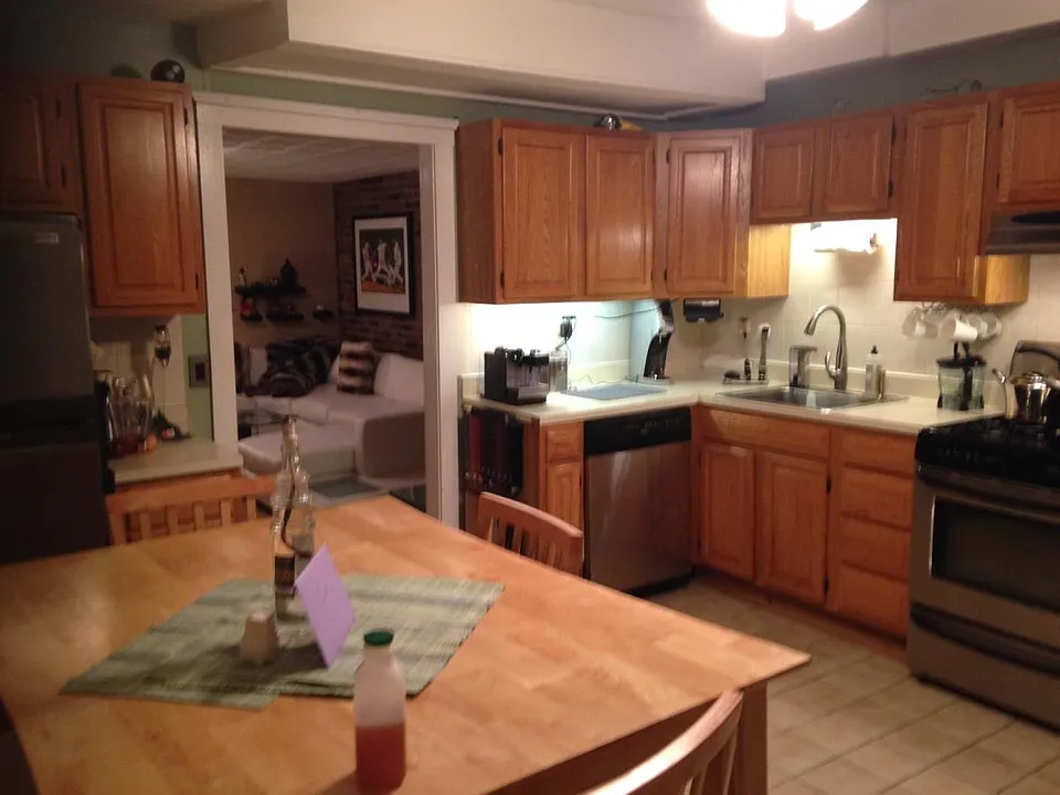 Kitchen facing living room
