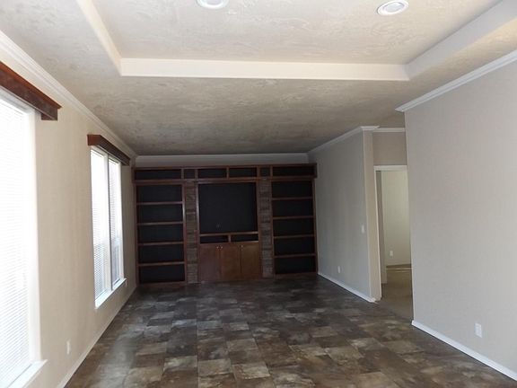 Coffered ceiling, view of family room