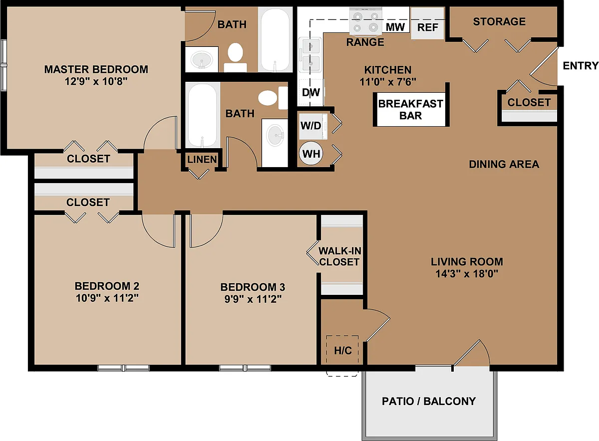 Floor plan 3B2B-G