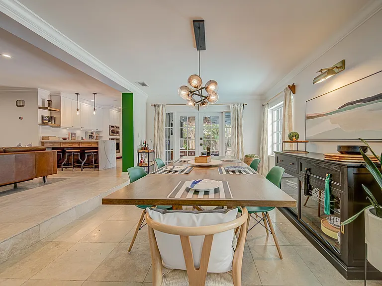 Dining room has access to the back patio.