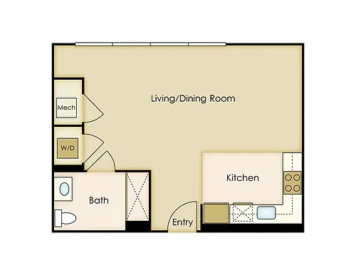 Floor plan Studio / 1 Bath
