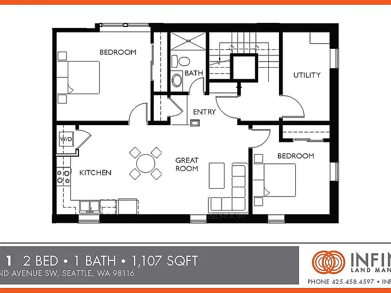Floor plan includes shared stairwell and property management utility room. Actual unit sq ft is 730