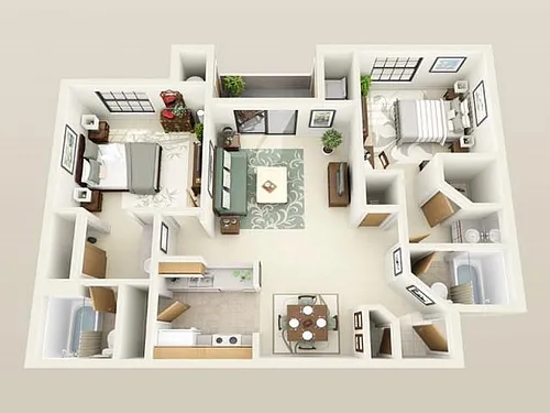 Floor plan Two Bedroom Two Bath - Renovated