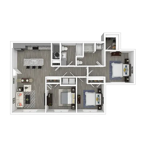 Floor plan 3 Bedroom 60% AMI (income Guidelines)