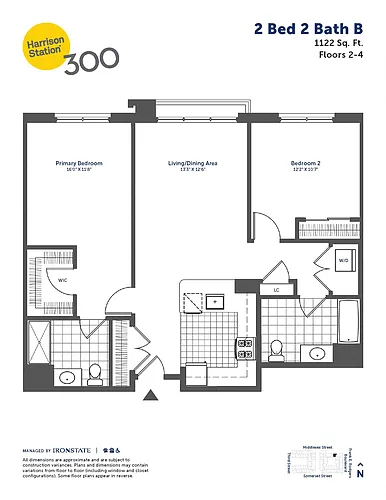 Floor plan 2 Bed 2 Bath B