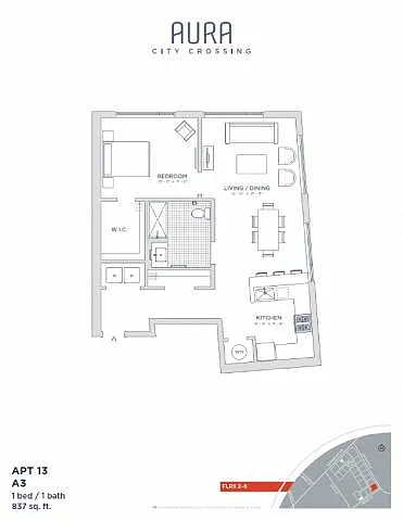 Floor plan Aura at City Crossing - A3