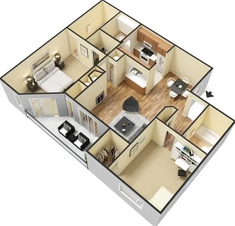 Two Bedroom with Pond View & Fireplace Two Bedroom with Pond View & Fireplace