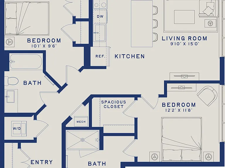B3 | 2x2 | 978 sq ft B3 | 2x2 | 978 sq ft