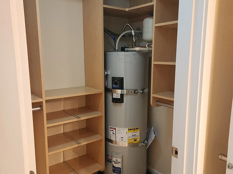Walk-in closet. 50-gallon water heater--never run out of hot water.