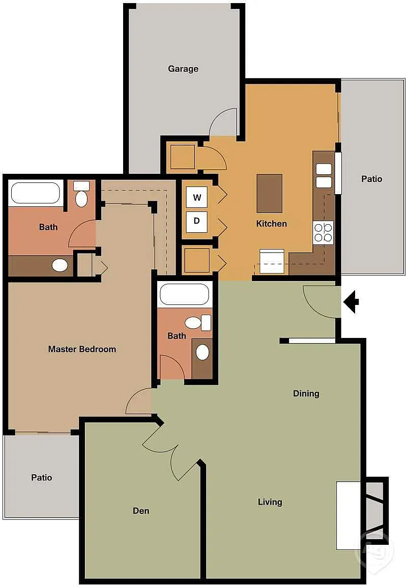 Floor plan 2 Bedroom 2 Bath Apt