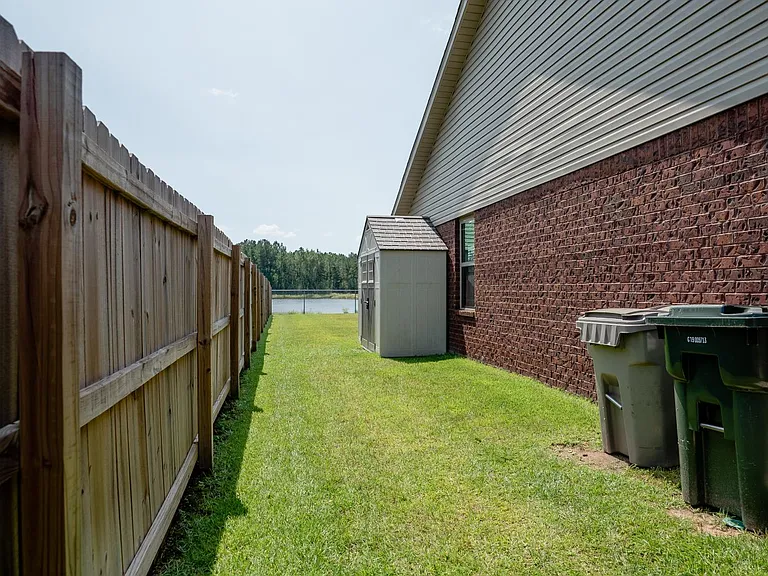 Side yard with 4' x 8' storage shed