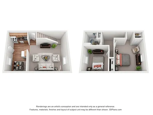 Floor plan 2 Bedroom Deluxe Townhome