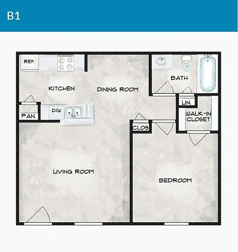 Floor plan 1 Bedroom 1 Bathroom
