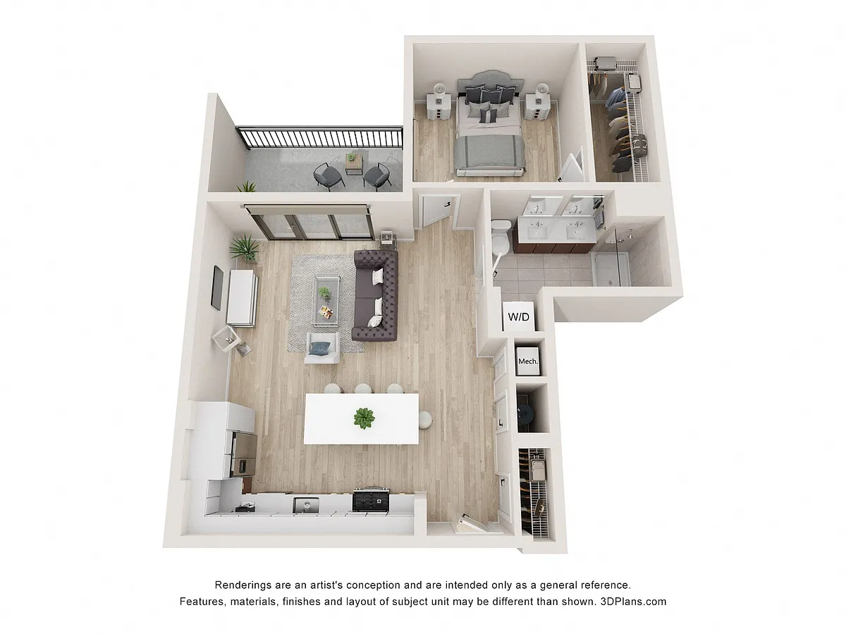 Floor plan One Bedroom w/Balcony|La808B