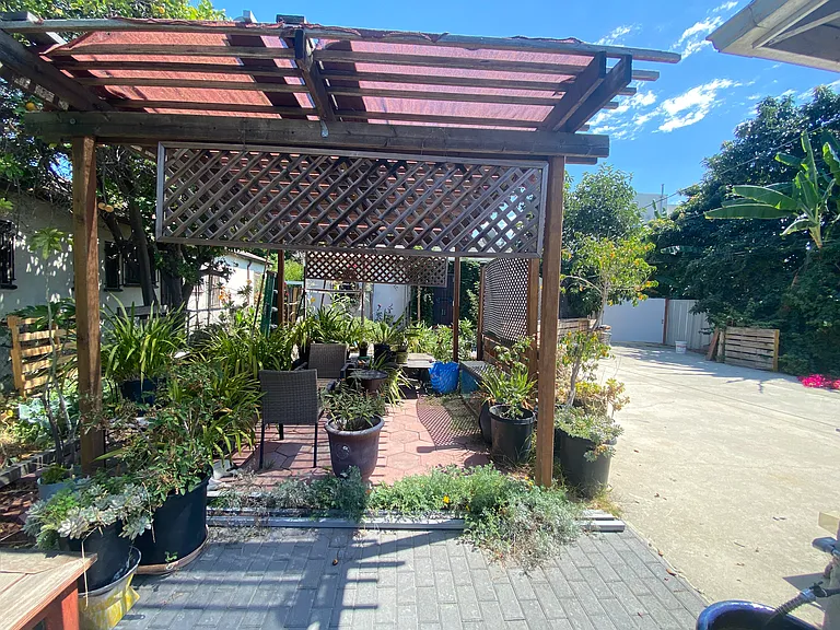 Shared shaded pergola.
