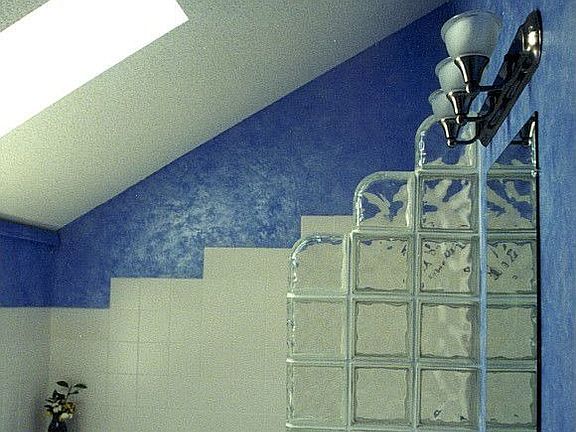 Bathroom with skylight and FAUX painting