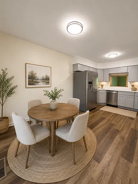 Virtually staged eat in kitchen